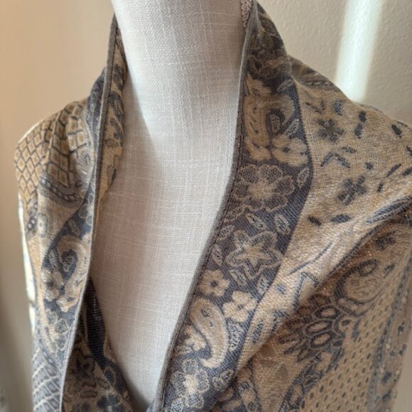 Beautiful Light Blue and Silver Metallic Scarf Wrap - Picture 3 of 7